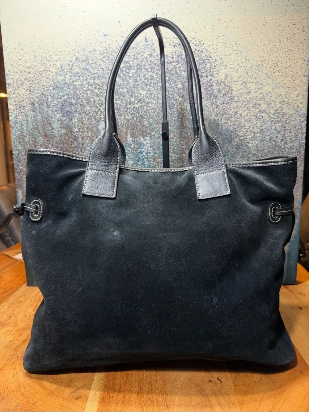 Dooney & Bourke Y2K Late 2000s Dillen Suede Double Pocket Satchel Black